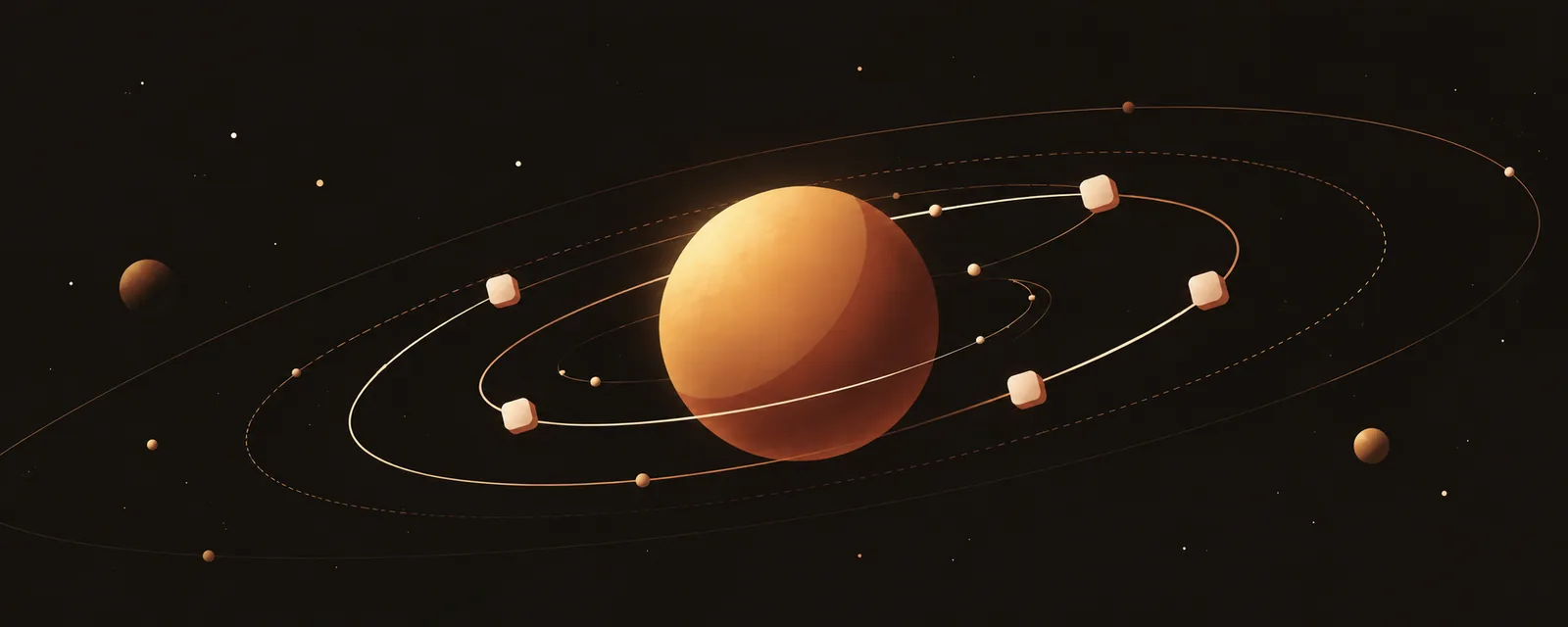 An amber planet with repositories in orbit